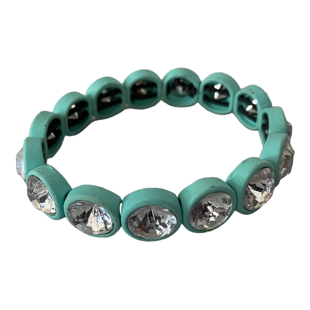 Anthropologie Stretchy Costume Jewelry Bracelet Faux Bling Teal